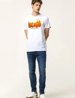 Piazza Italia T-shirt girocollo maniche corte regular fit con stampa GORILLAZ License - Bianco Online