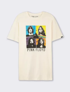 Piazza Italia T-shirt girocollo maniche corte regular fit con stampa PINKFLOYD License - sporco Bianco Outlet