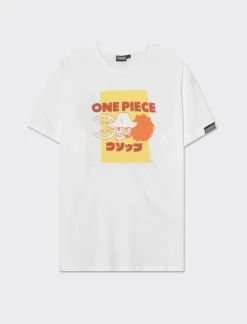 Piazza Italia T-shirt girocollo maniche corte regular fit con stampa ONE PIECE License - Bianco New