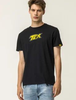 Piazza Italia T-shirt girocollo maniche corte regular fitcon TEX WILLER License - Nero Hot