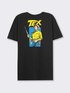 Piazza Italia T-shirt girocollo maniche corte regular fitcon TEX WILLER License - Nero Hot