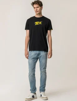 Piazza Italia T-shirt girocollo maniche corte regular fitcon TEX WILLER License - Nero Hot