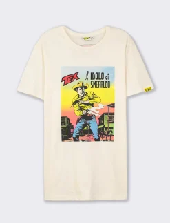 Piazza Italia T-shirt girocollo maniche corte regular fitcon TEX WILLER License - sporco Bianco Clearance