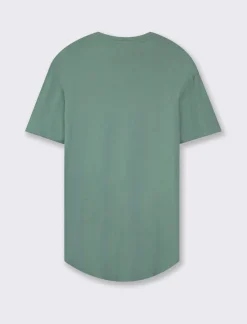 Piazza Italia T-shirt girocollo maniche corte loose fit in jersey misto viscosa con fondo stondato - Verde Discount
