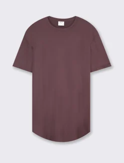 Piazza Italia T-shirt girocollo maniche corte loose fit in jersey misto viscosa con fondo stondato - Bordeaux Rosso Hot