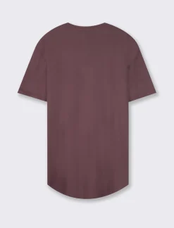 Piazza Italia T-shirt girocollo maniche corte loose fit in jersey misto viscosa con fondo stondato - Bordeaux Rosso Hot