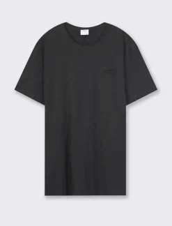 Piazza Italia T-shirt girocollo maniche corte loose fit in jersey slub puro cotone - Nero Fashion