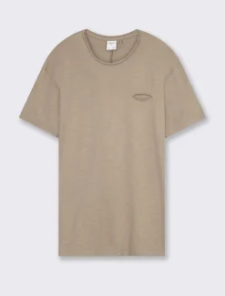 Piazza Italia T-shirt girocollo maniche corte loose fit in jersey slub puro cotone - kaki Verde Best