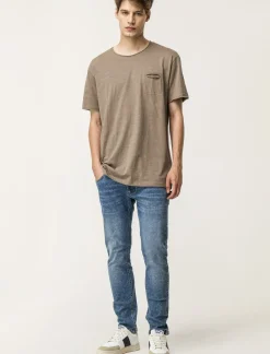 Piazza Italia T-shirt girocollo maniche corte loose fit in jersey slub puro cotone - kaki Verde Best