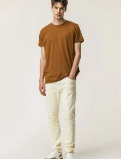 Piazza Italia T-shirt girocollo maniche corte regular fit in jersey puro cotone - tabacco Marrone Cheap