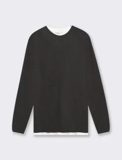 Piazza Italia T-shirt girocollo maniche lunghe regular fit - Nero Cheap