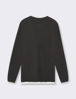 Piazza Italia T-shirt girocollo maniche lunghe regular fit - Nero Cheap