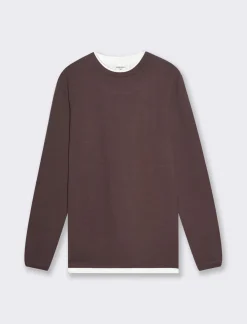 Piazza Italia T-shirt girocollo maniche lunghe regular fit - Bordeaux Rosso Outlet