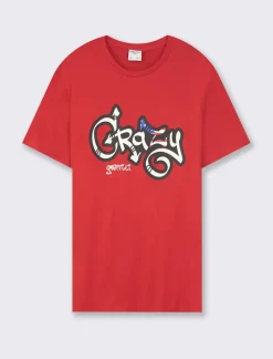 Piazza Italia T-shirt girocollo maniche corte regular fit con stampa graffiti USA Inspiration - Rosso Outlet