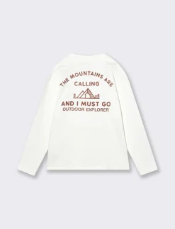 Piazza Italia T-shirt in cotone manica con stampa frontale e posteriore - sporco Bianco Best Sale