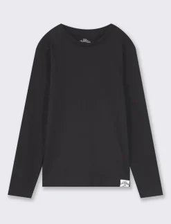 Piazza Italia T-shirt in cotone manica lunga in tinta unita da bambino - Nero Shop