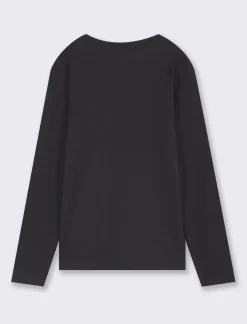 Piazza Italia T-shirt in cotone manica lunga in tinta unita da bambino - Nero Shop