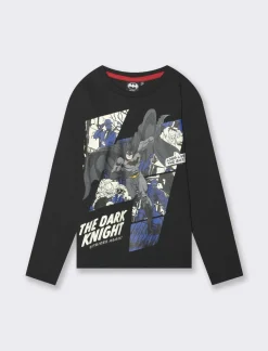 Piazza Italia T-shirt in jersey con stampa Batman a maniche lunghe - Nero Fashion