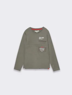 Piazza Italia T-shirt in jersey fiammato da bambino con stampa frontale - militare Verde Cheap