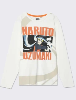 Piazza Italia T-shirt in jersey girocollo con stampa Naruto in tre modelli colore - sporco Bianco Sale