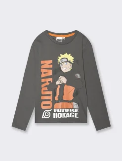 Piazza Italia T-shirt in jersey girocollo con stampa Naruto in tre modelli colore - piombo Grigio Online