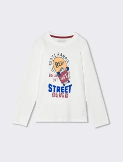 Piazza Italia T-SHIRT IN JERSEY MANICHE LUNGHE - sporco Bianco Cheap