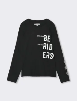 Piazza Italia T-shirt in jersey mano pesca con stampa - Nero Best Sale