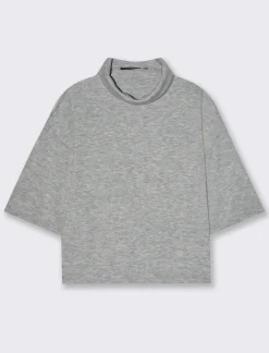Piazza Italia T-shirt in maglia a collo alto - Grigio Clearance