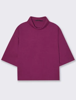Piazza Italia T-shirt in maglia a collo alto - Magenta Clearance