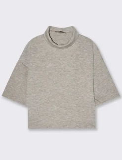 Piazza Italia T-shirt in maglia a collo alto - Tortora melange Cheap