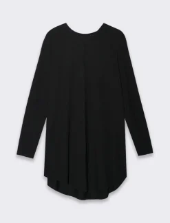 Piazza Italia T-shirt lunga a girocollo a manica lunga e spacchi laterali - Nero Best Sale