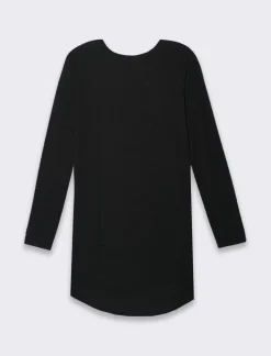 Piazza Italia T-shirt lunga a girocollo a manica lunga e spacchi laterali - Nero Best Sale