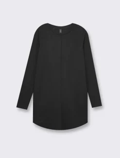 Piazza Italia T-shirt lunga a girocollo a manica lunga e spacchi laterali - Nero Best Sale