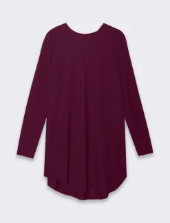 Piazza Italia T-shirt lunga a girocollo a manica lunga e spacchi laterali - Lampone Rosso Cheap