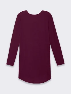 Piazza Italia T-shirt lunga a girocollo a manica lunga e spacchi laterali - Lampone Rosso Cheap