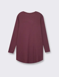 Piazza Italia T-shirt lunga a girocollo a manica lunga e spacchi laterali - Lampone Rosso Cheap