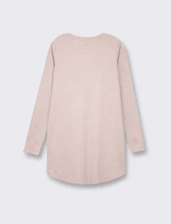 Piazza Italia T-shirt lunga a girocollo a manica lunga e spacchi laterali - antico Rosa Best