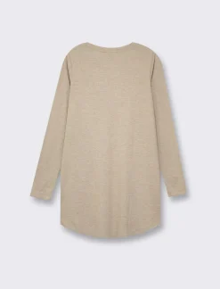 Piazza Italia T-shirt lunga a girocollo a manica lunga e spacchi laterali - Tortora melange Grigio Fashion