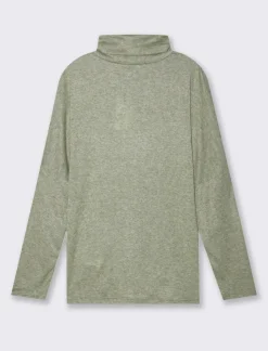 Piazza Italia T-shirt manica lunga a collo alto e arricciatura - Verde Store