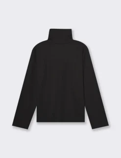 Piazza Italia T-shirt manica lunga collo alto e cucitura frontale tessuto tipo maglina - Nero Shop