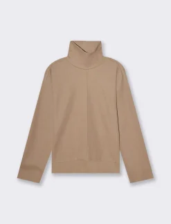 Piazza Italia T-shirt manica lunga collo alto e cucitura frontale tessuto tipo maglina - Cammello Beige Best