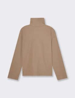 Piazza Italia T-shirt manica lunga collo alto e cucitura frontale tessuto tipo maglina - Cammello Beige Best