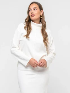 Piazza Italia T-shirt manica lunga collo alto e cucitura frontale tessuto tipo maglina - Avorio Beige Best