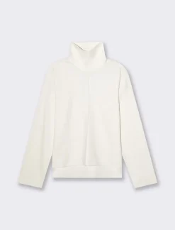 Piazza Italia T-shirt manica lunga collo alto e cucitura frontale tessuto tipo maglina - Avorio Beige Best