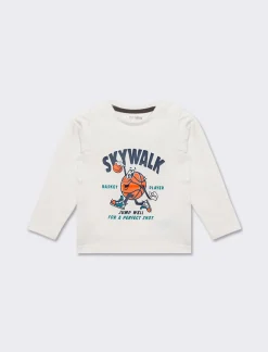 Piazza Italia T-shirt manica lunga con maxi stampa. linea regular per uno stile basic - sporco Bianco Best Sale