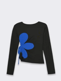 Piazza Italia T-shirt manica lunga girocollo con cut-out sul fianco  - -blu Nero Sale