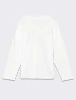 Piazza Italia T-shirt manica lunga in cotone con stampa lucida e arriccio sulla manica - sporco Bianco New