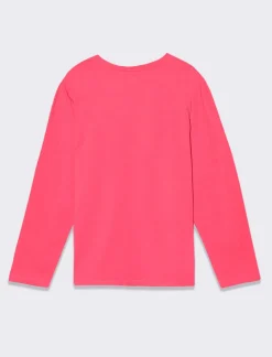 Piazza Italia T-shirt manica lunga in cotone con stampa lucida e arriccio sulla manica - Fuxia Flash Sale