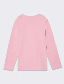 Piazza Italia T-shirt manica lunga in cotone con stampa e dettaglio paillettes - Rosa Sale