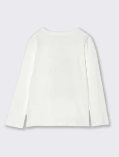 Piazza Italia T-shirt manica lunga in cotone con stampa e dettaglio paillettes - Bianco sporco Best Sale